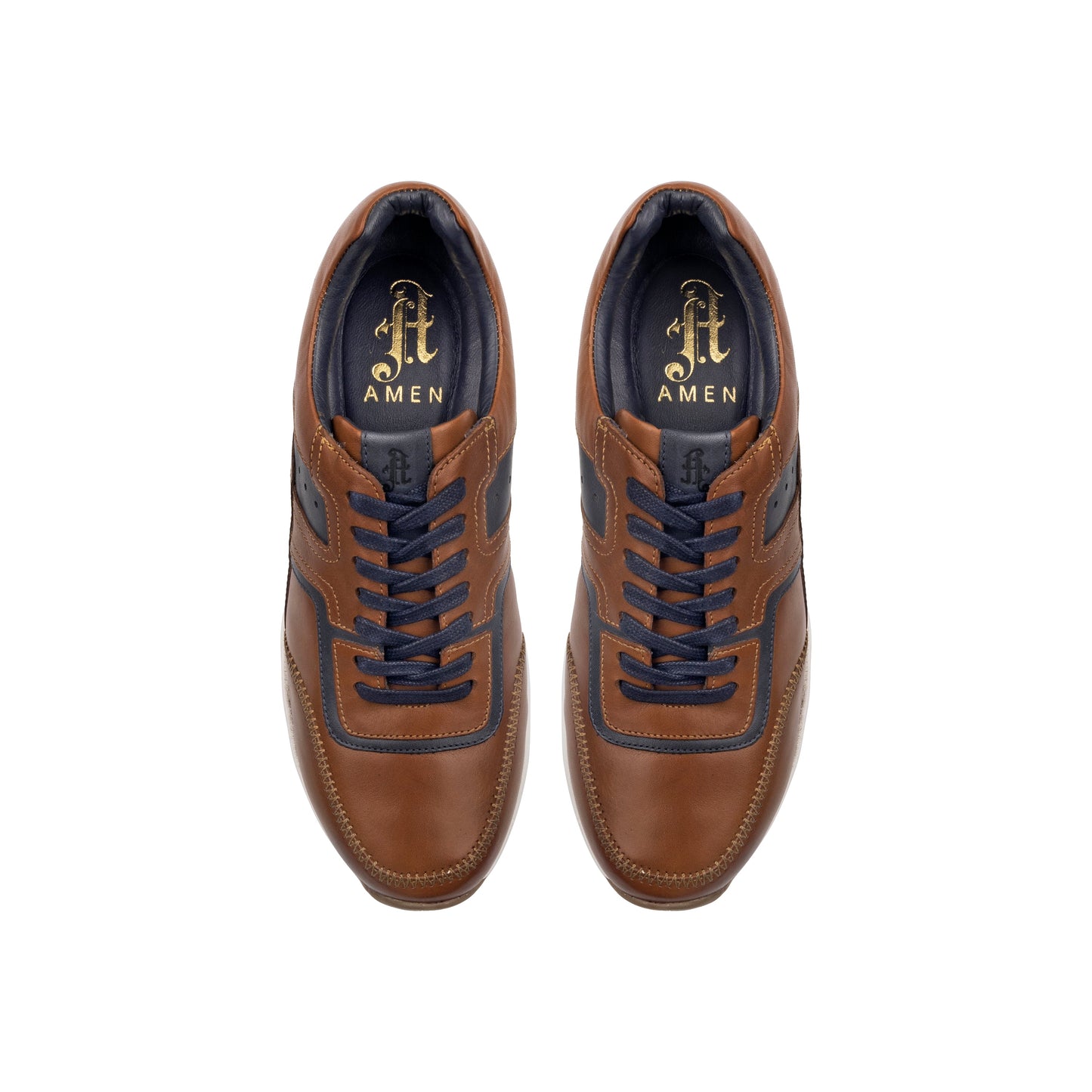Cameron Mens Leather Dress Trainers - Tan