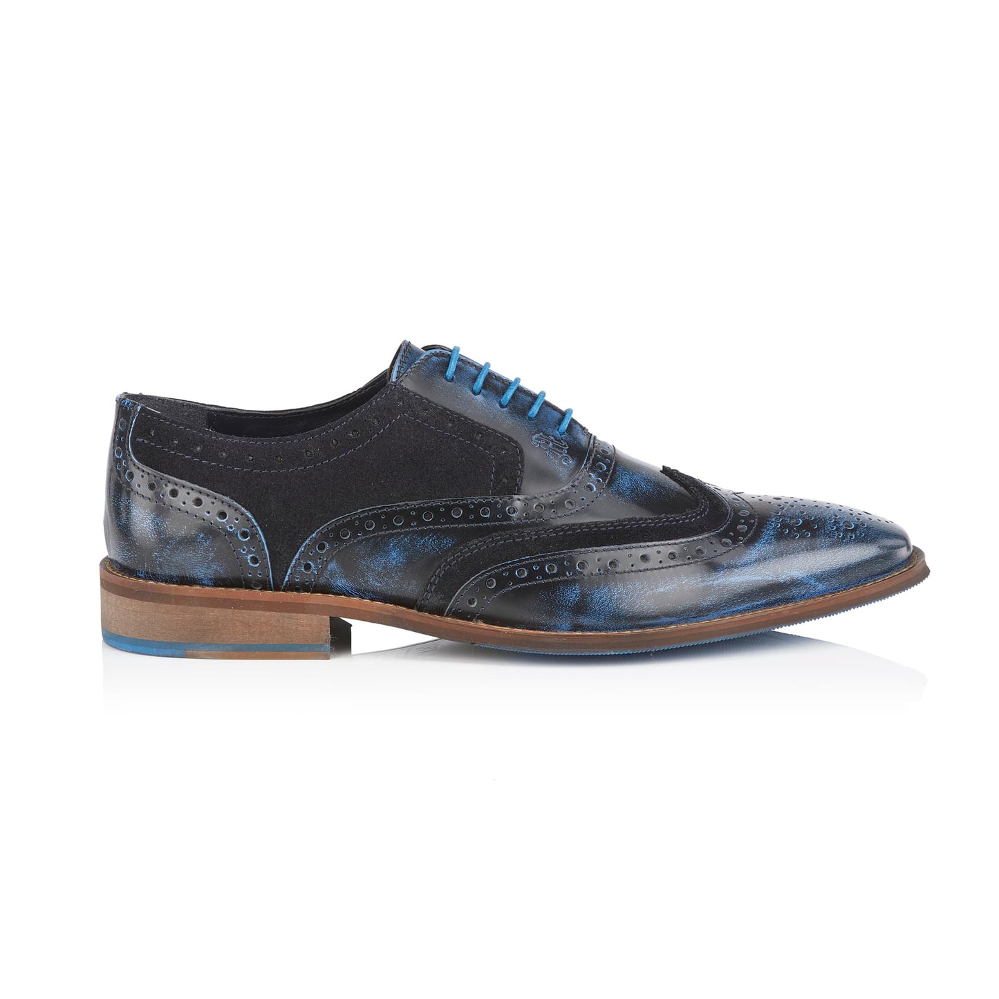 Wexford Mens Leather Two Tone Brogue Shoe - Navy/Navy - Amen Shoes