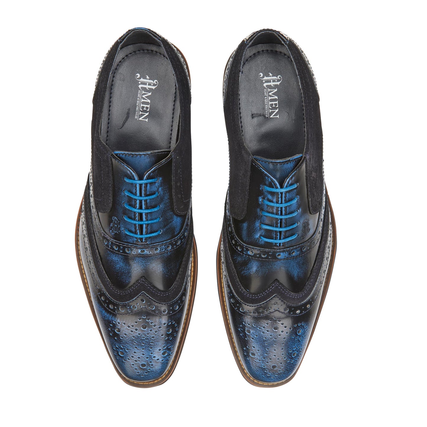 Wexford Mens Leather Two Tone Brogue Shoe - Navy/Navy - Amen Shoes