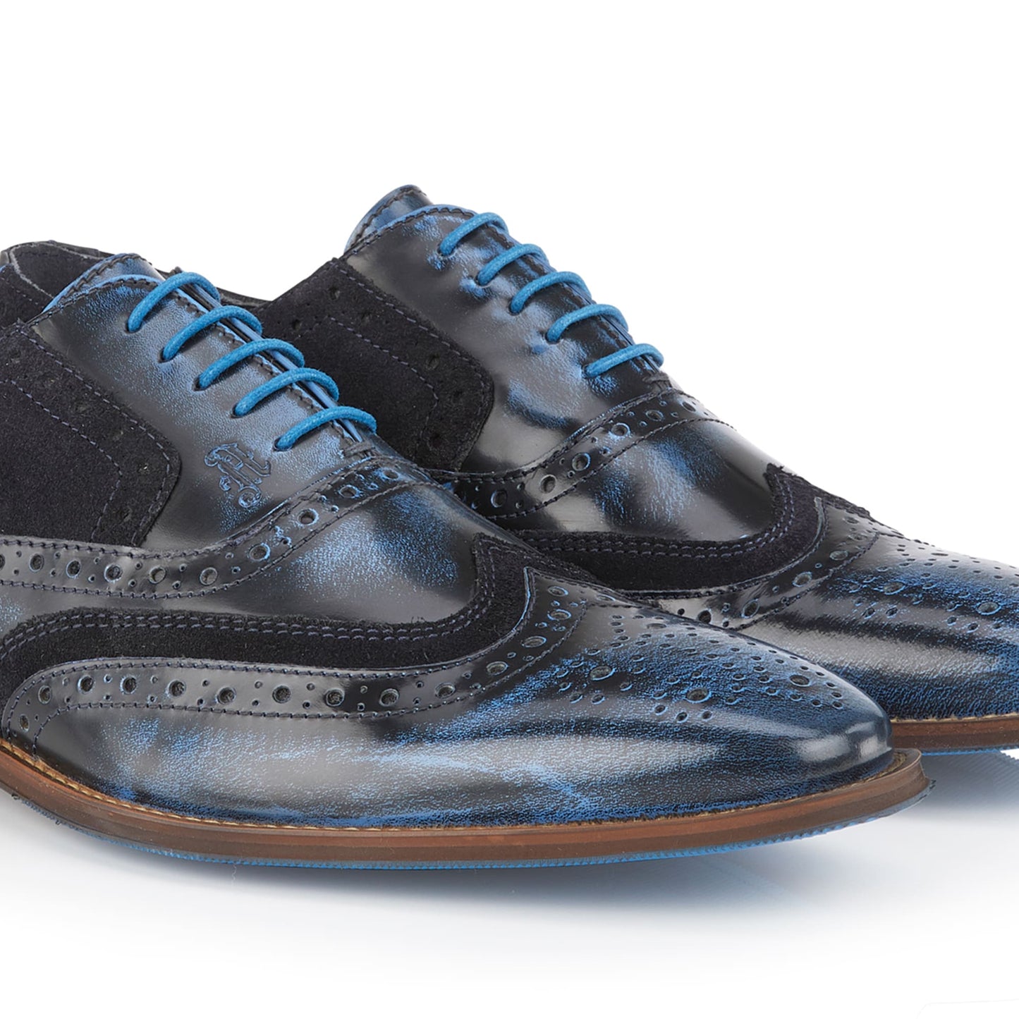Wexford Mens Leather Two Tone Brogue Shoe - Navy/Navy - Amen Shoes
