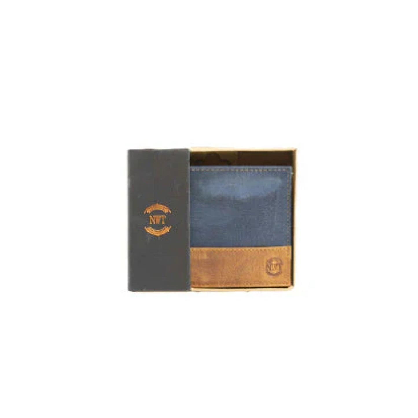 BORDEN Multi Function Bifold Wallet - Blue/Brown