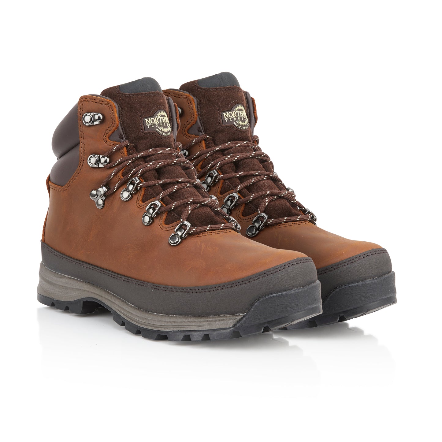 PELLY Men's Leather Waterproof Walking Boots - Tan Nubuck