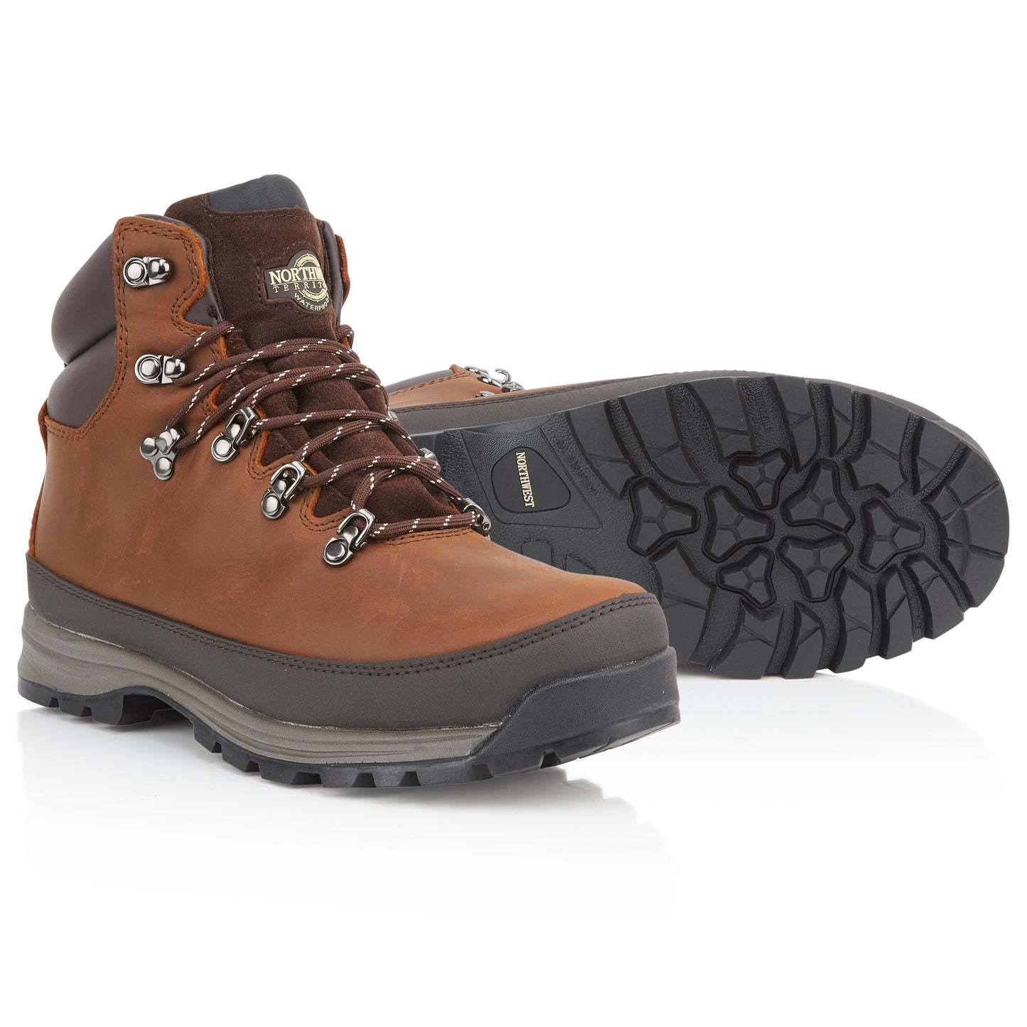 PELLY Men's Leather Waterproof Walking Boots - Tan Nubuck