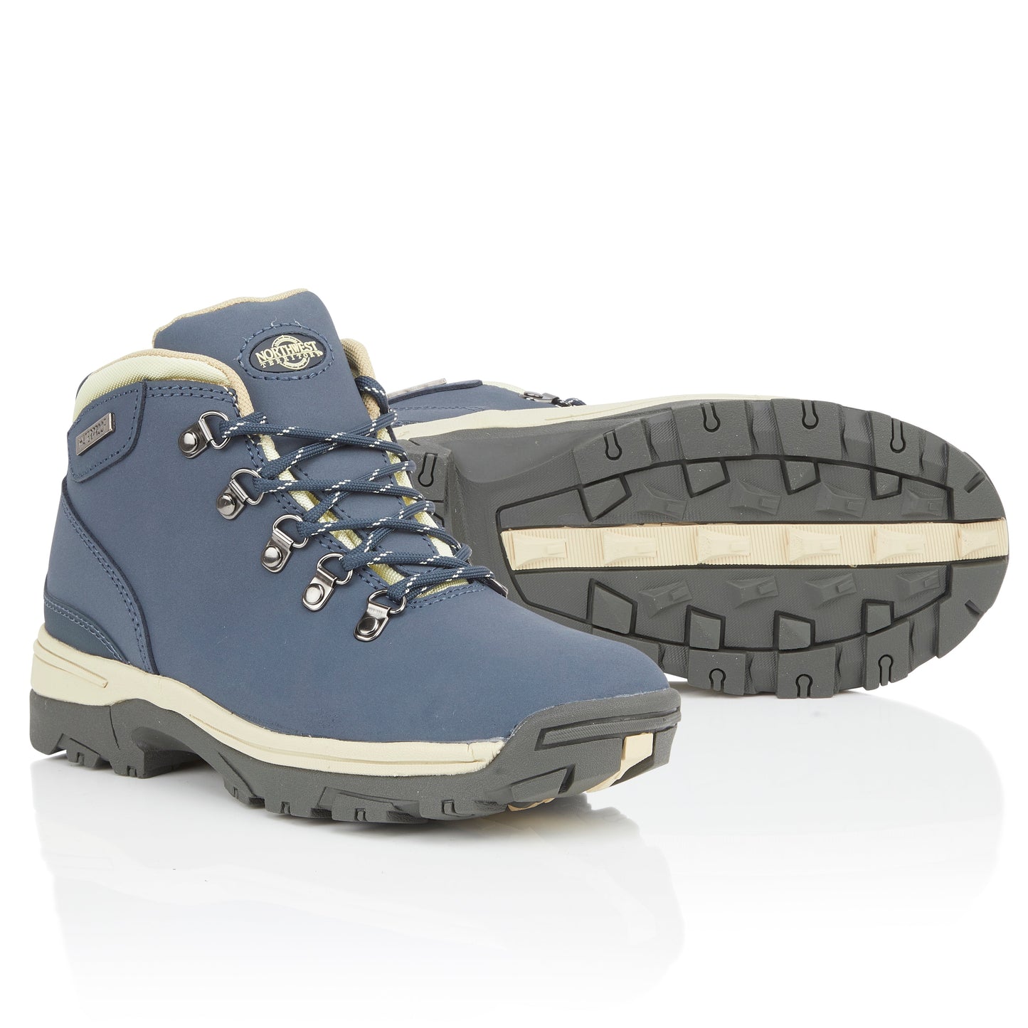 TREK Women's Leather Waterproof Walking Boots - Navy