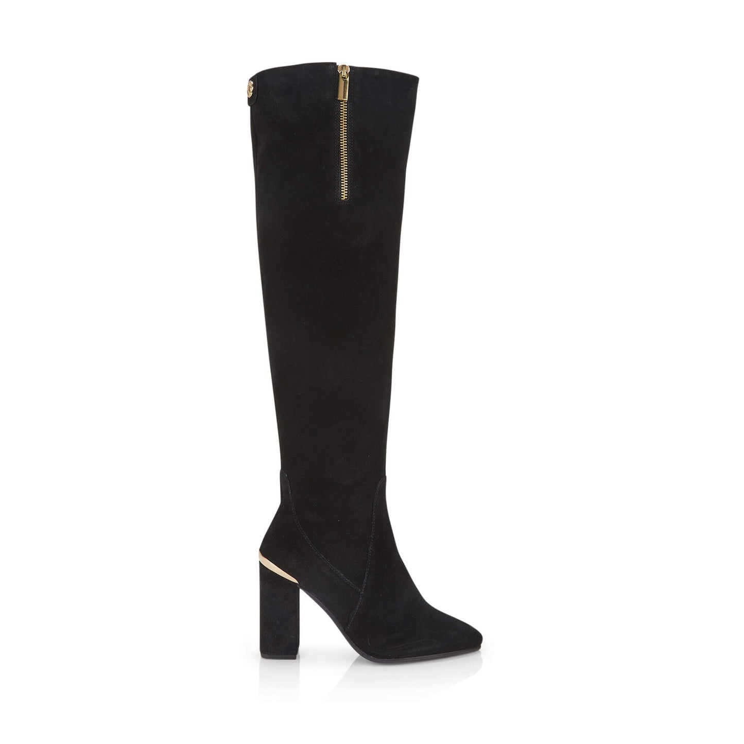 Christina Women Luxe Suede Gold Accents Knee-High Boots - Amen Shoes