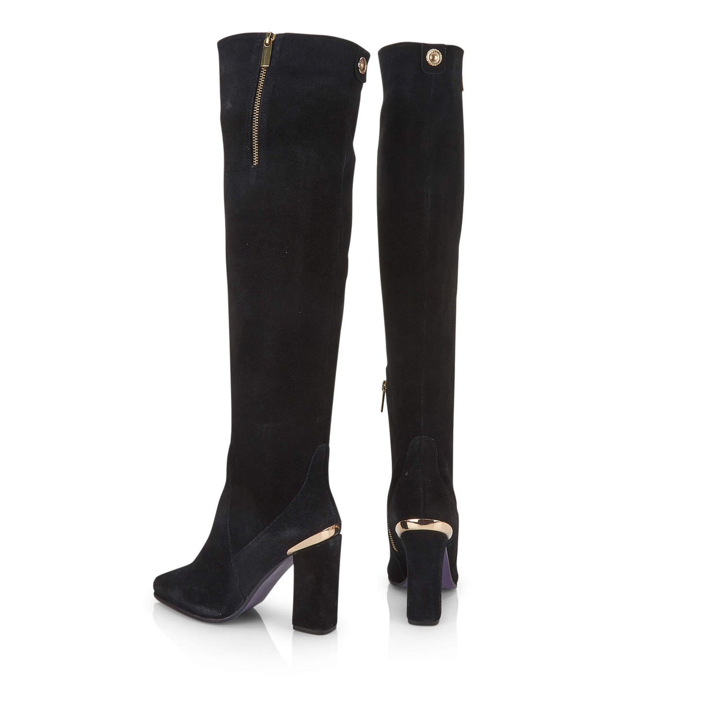 Christina Women Luxe Suede Gold Accents Knee-High Boots - Amen Shoes
