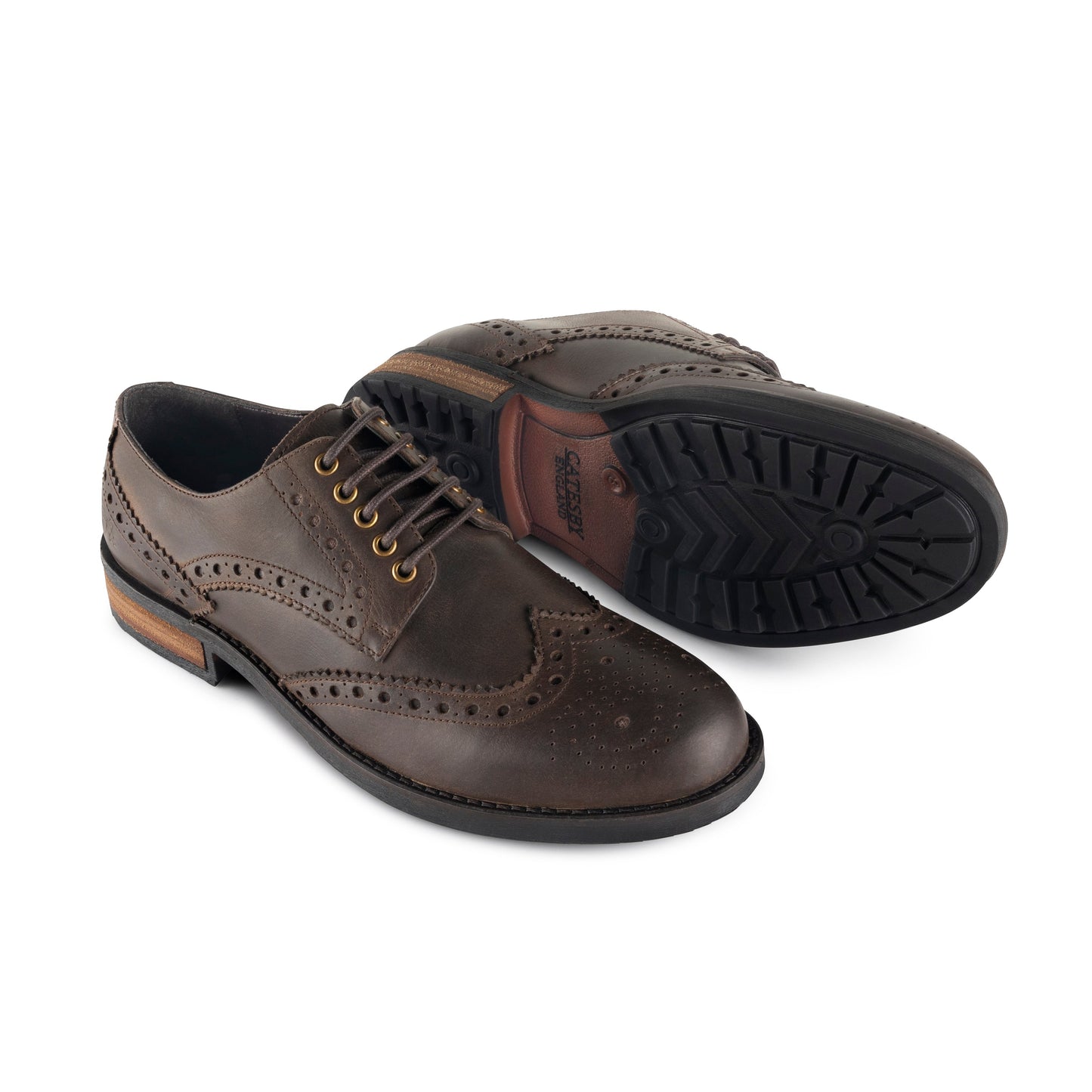 Appleby Men’s Commando Sole Brogue Shoes - BROWN