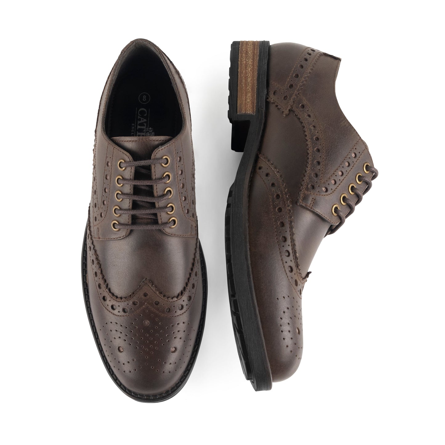 Appleby Men’s Commando Sole Brogue Shoes - BROWN