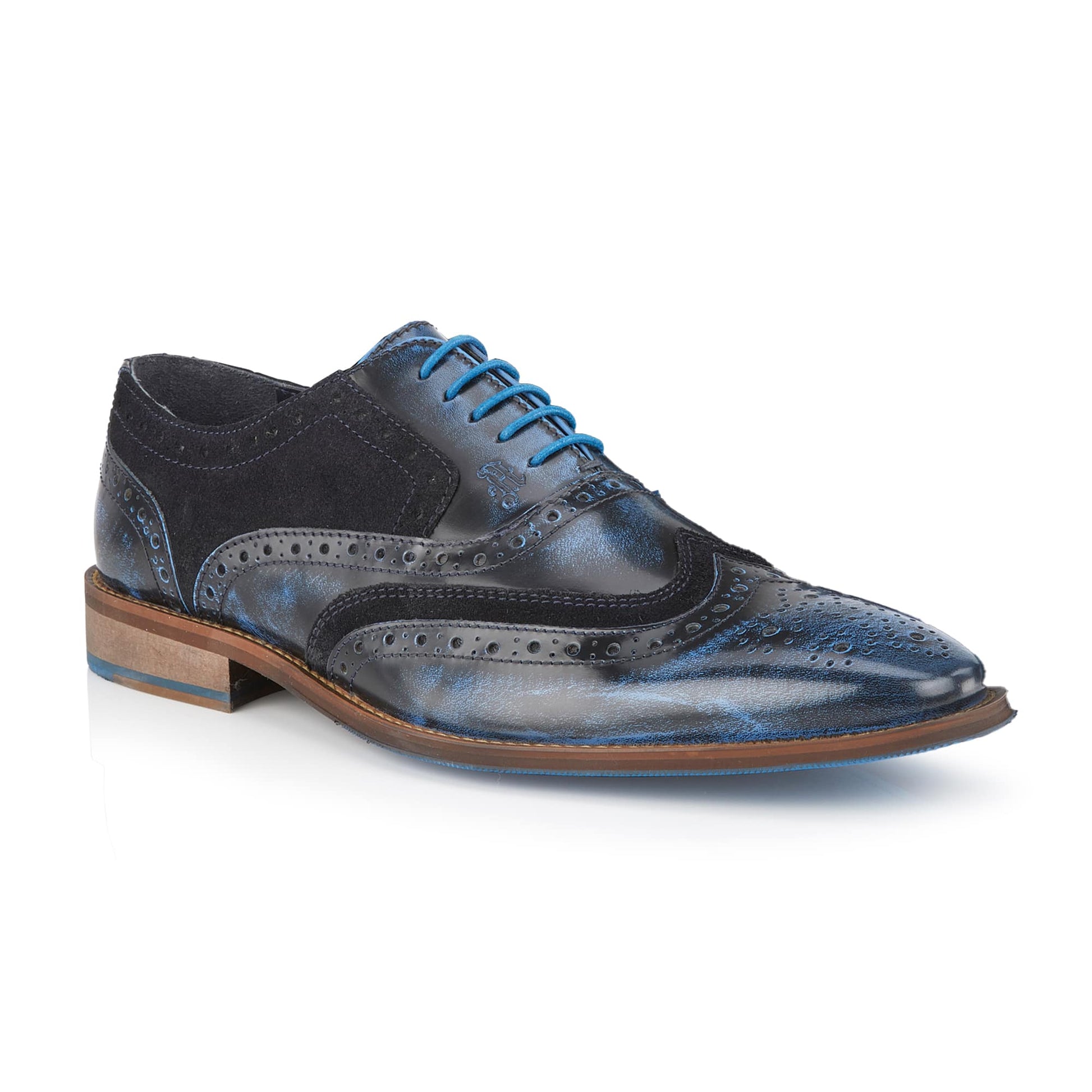 Wexford Mens Leather Two Tone Brogue Shoe - Navy/Navy - Amen Shoes 
