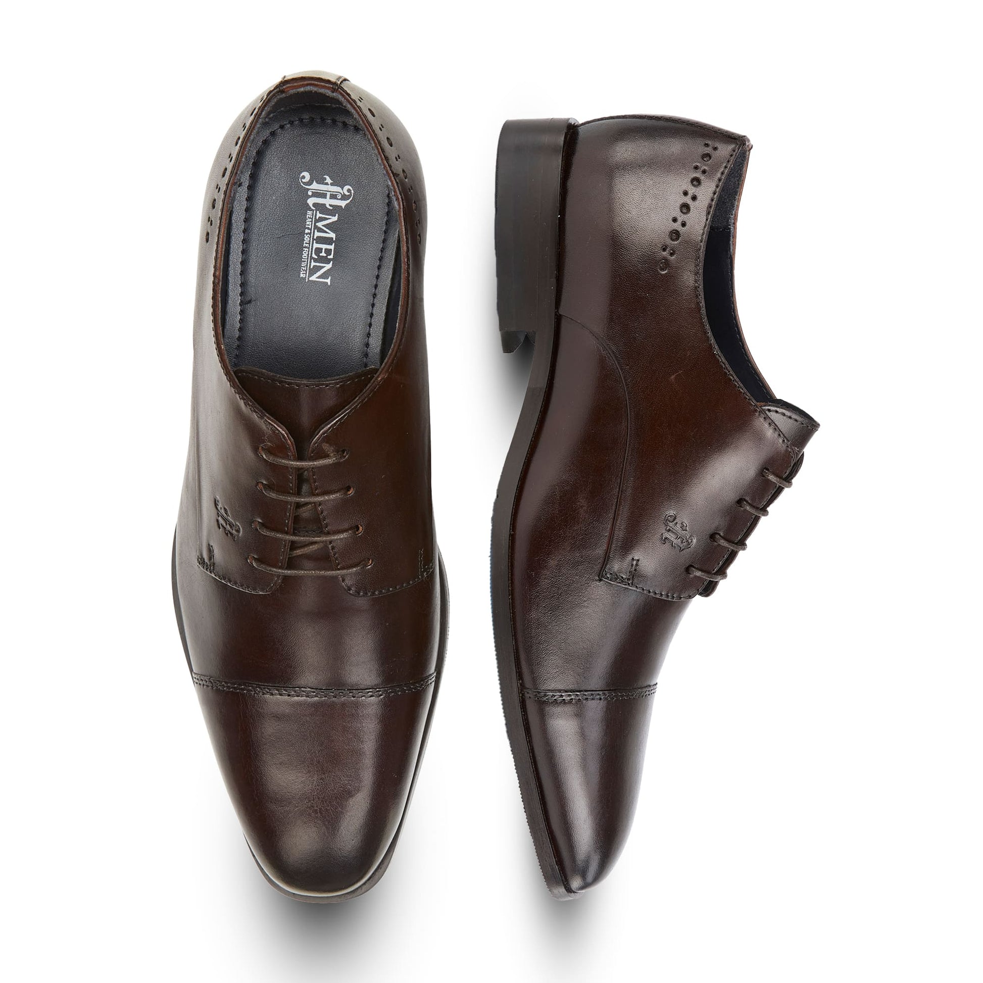 Bangor Mens Leather Toe Cap Lace Up Shoe - Amen Shoes 