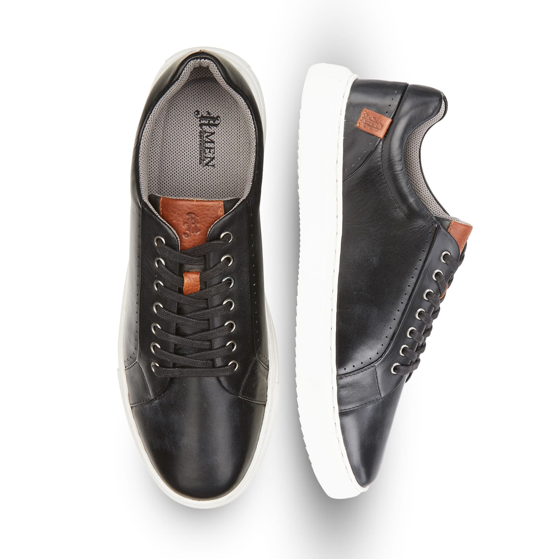 Cavan Mens Leather Cup Sole Trainer - Amen Shoes 