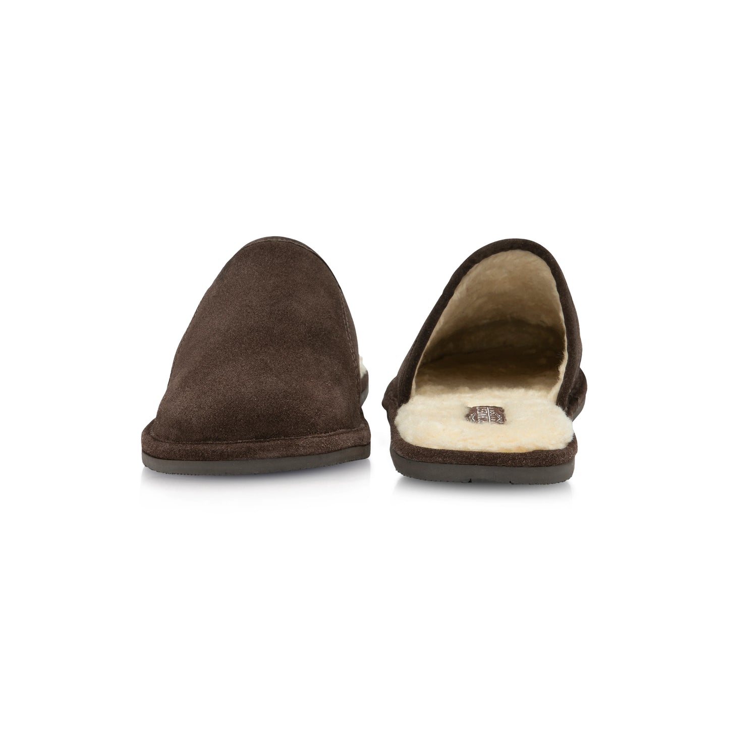 EDWARD Men's Suede Leather Fleece Slide Slippers - Brown