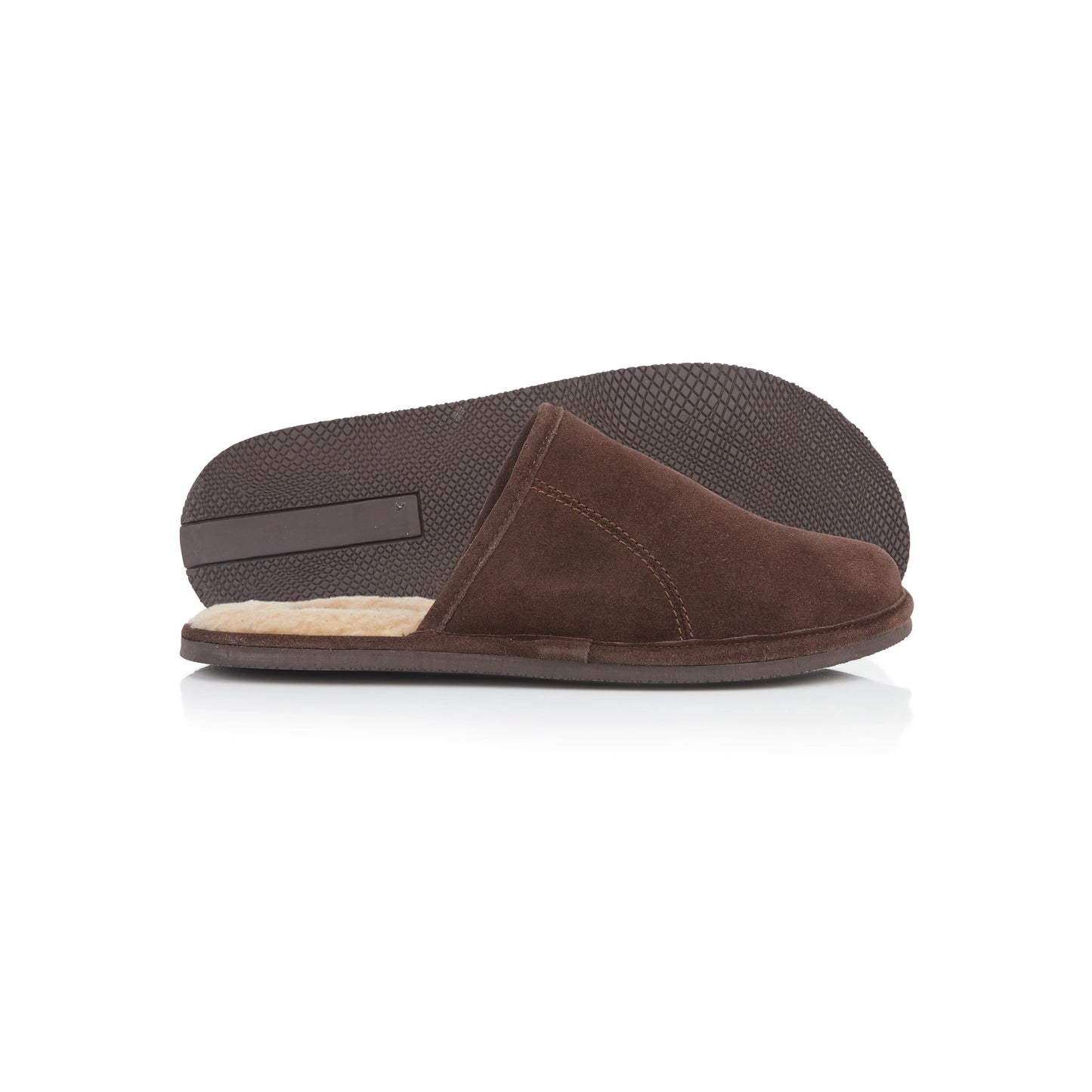 EDWARD Men's Suede Leather Fleece Slide Slippers - Brown