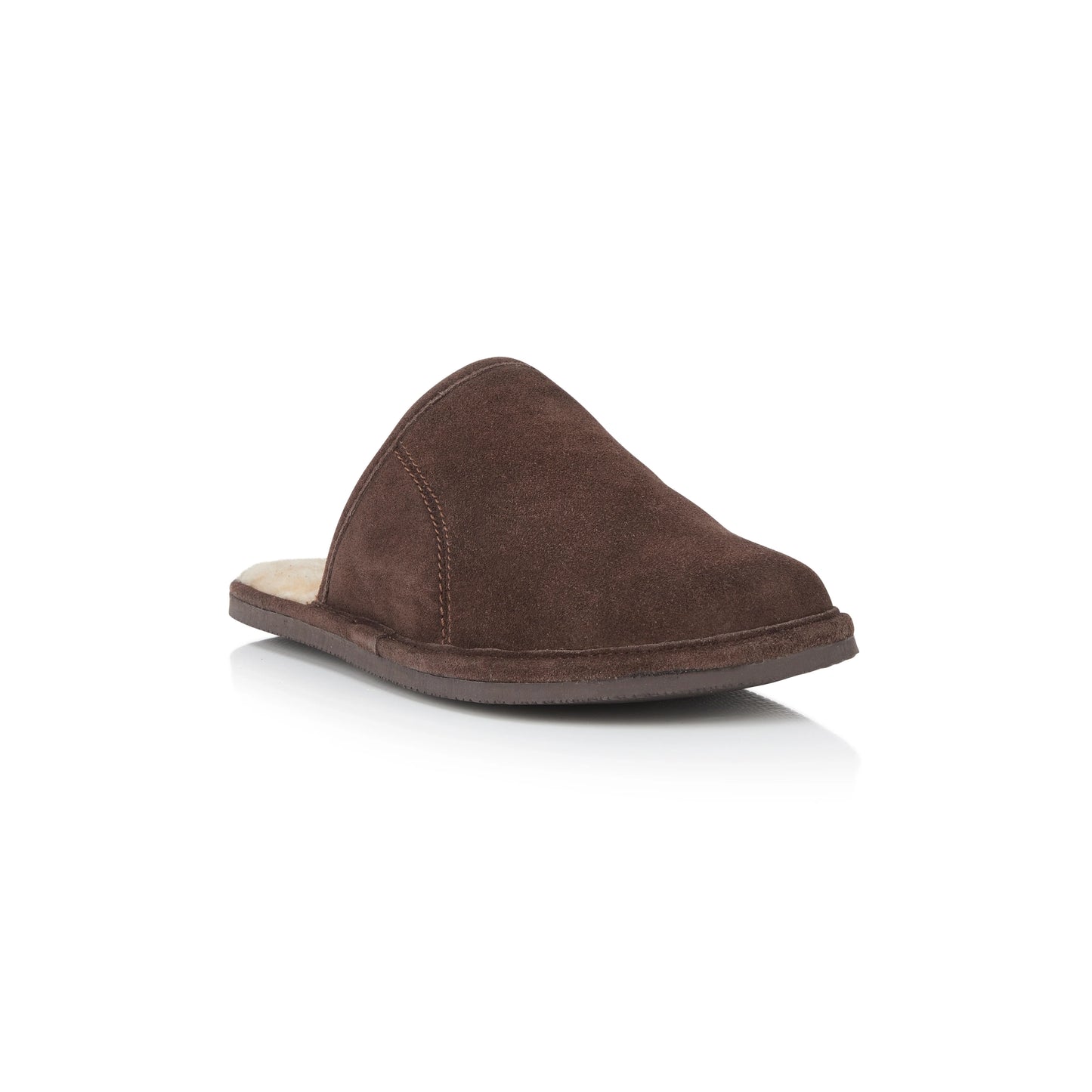 EDWARD Men's Suede Leather Fleece Slide Slippers - Brown