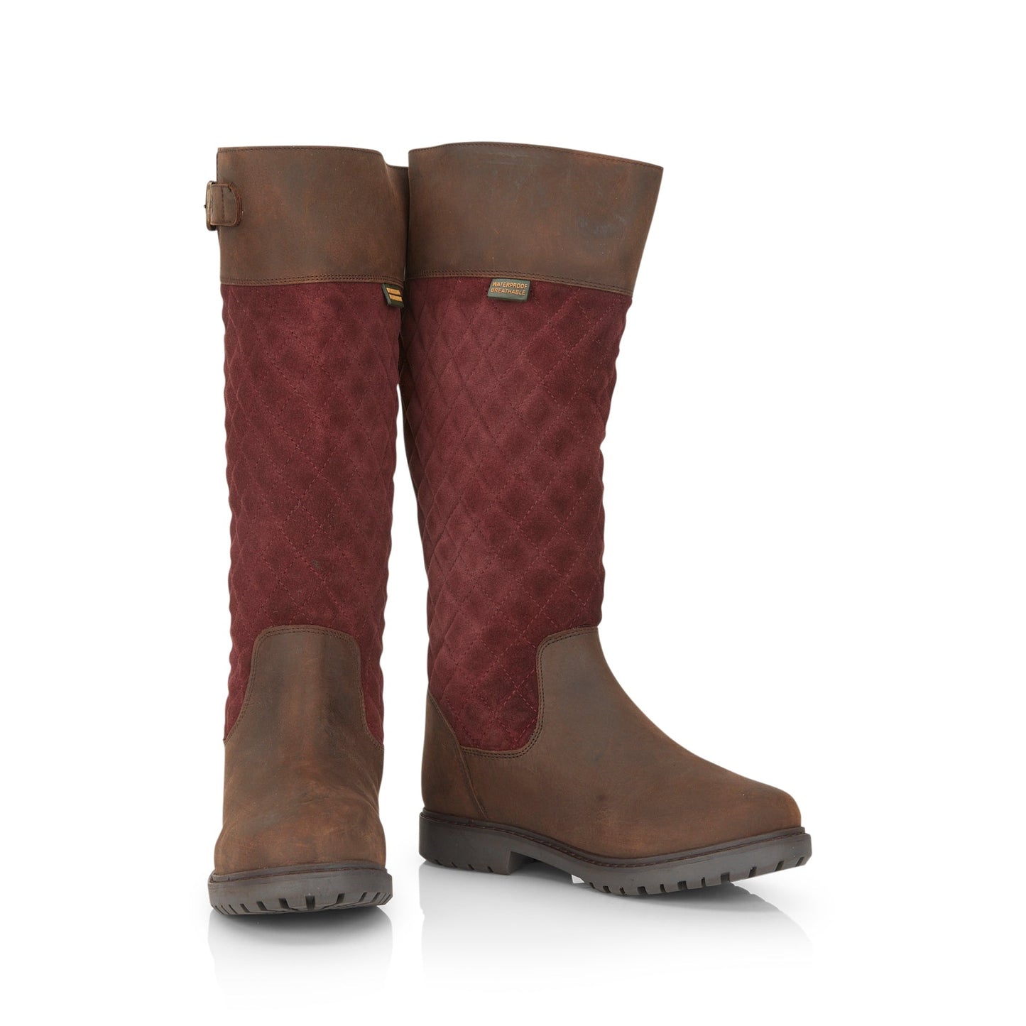 Ashby Women's Waterproof Long Country Boots - OAK/BURGUNDY