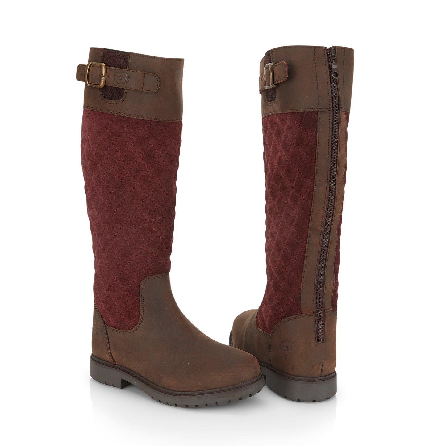 Ashby Women's Waterproof Long Country Boots - OAK/BURGUNDY