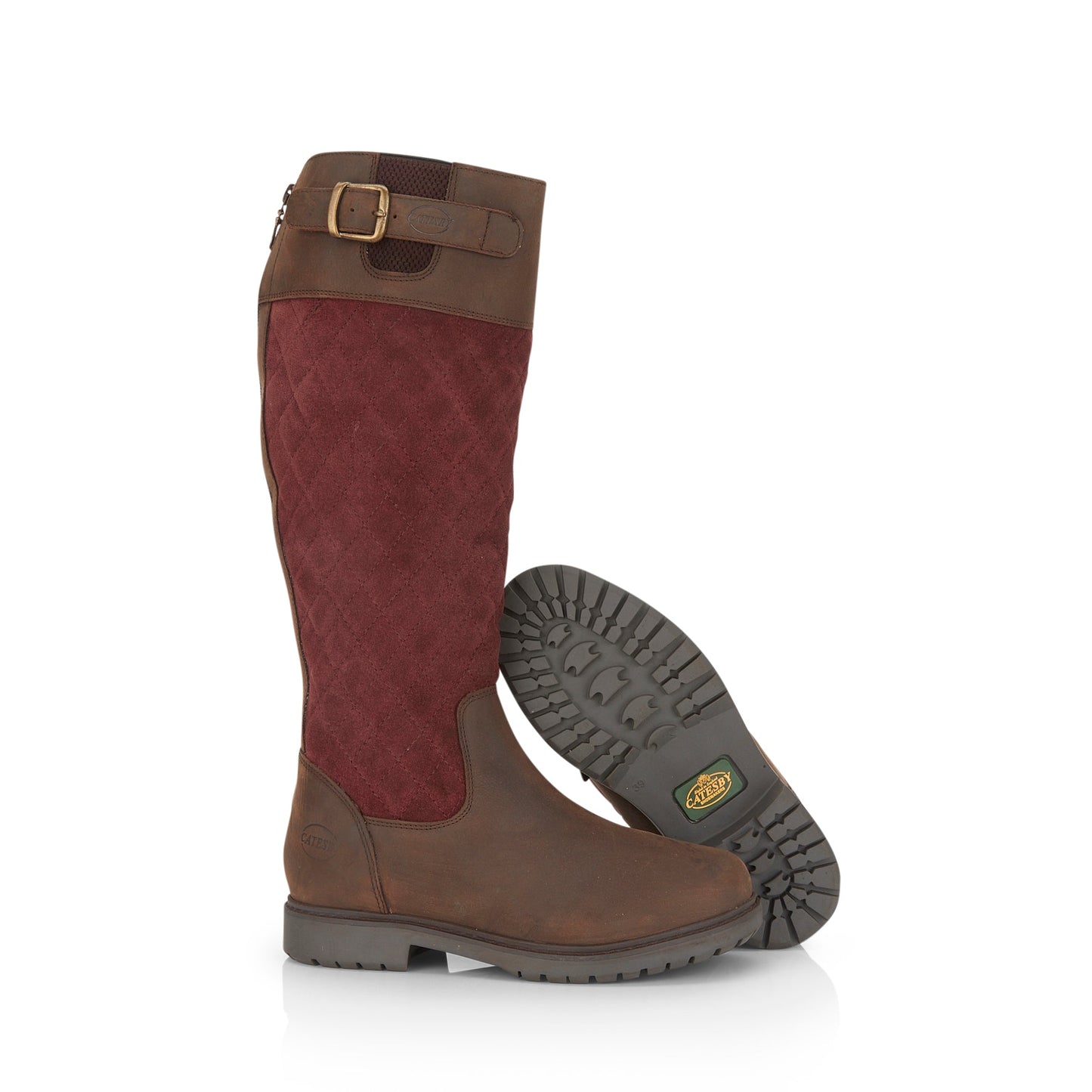 Ashby Women's Waterproof Long Country Boots - OAK/BURGUNDY