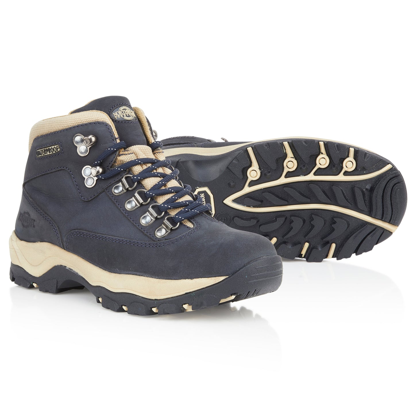 PEAK-NUBUCK Women's Nubuck Leather Waterproof Walking Boots - Navy