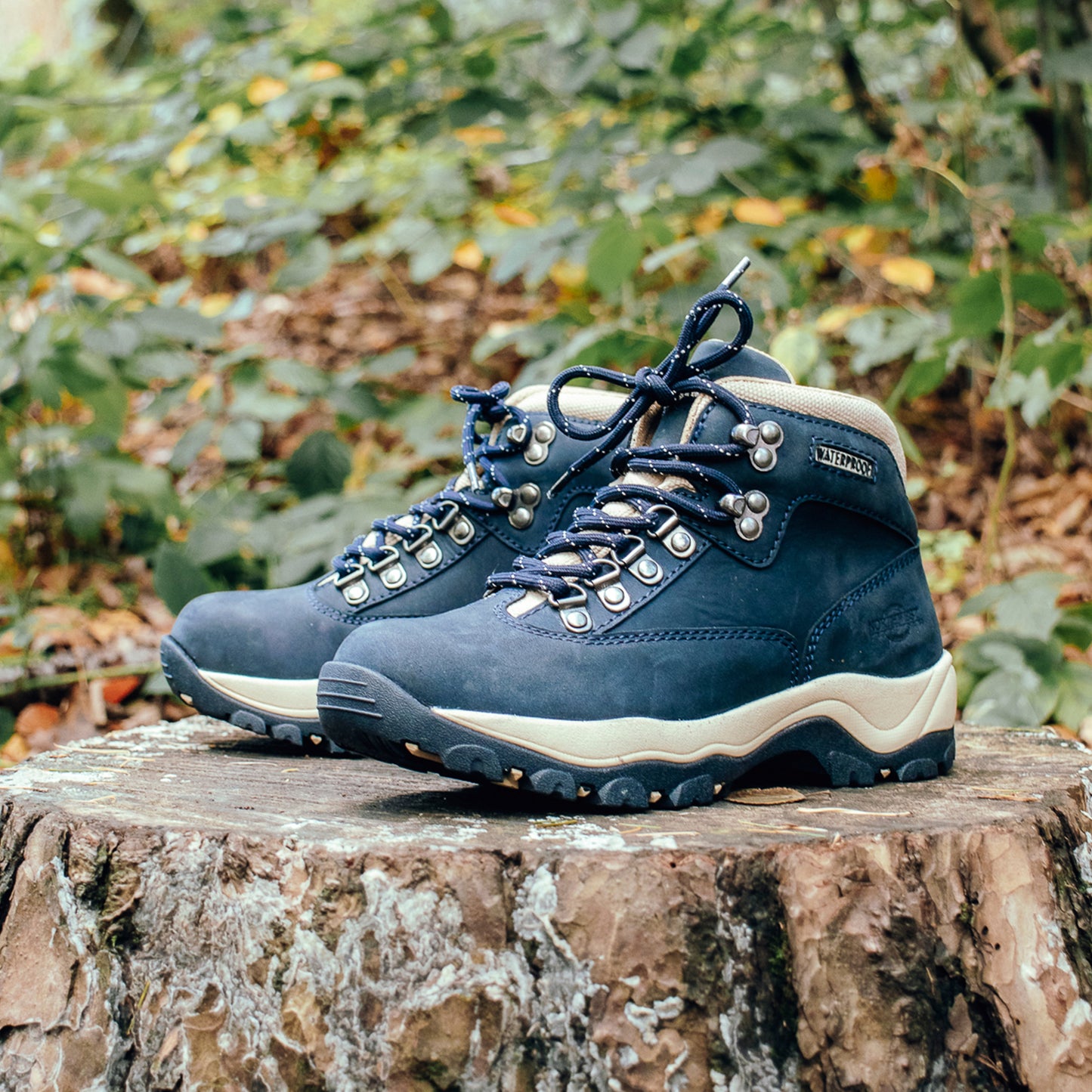 PEAK-NUBUCK Women's Nubuck Leather Waterproof Walking Boots - Navy