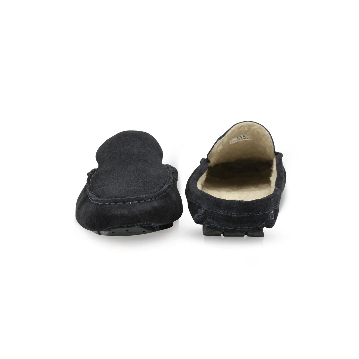 RUPERT Men's Suede Leather Fleece Loafer Slide Slippers - Navy