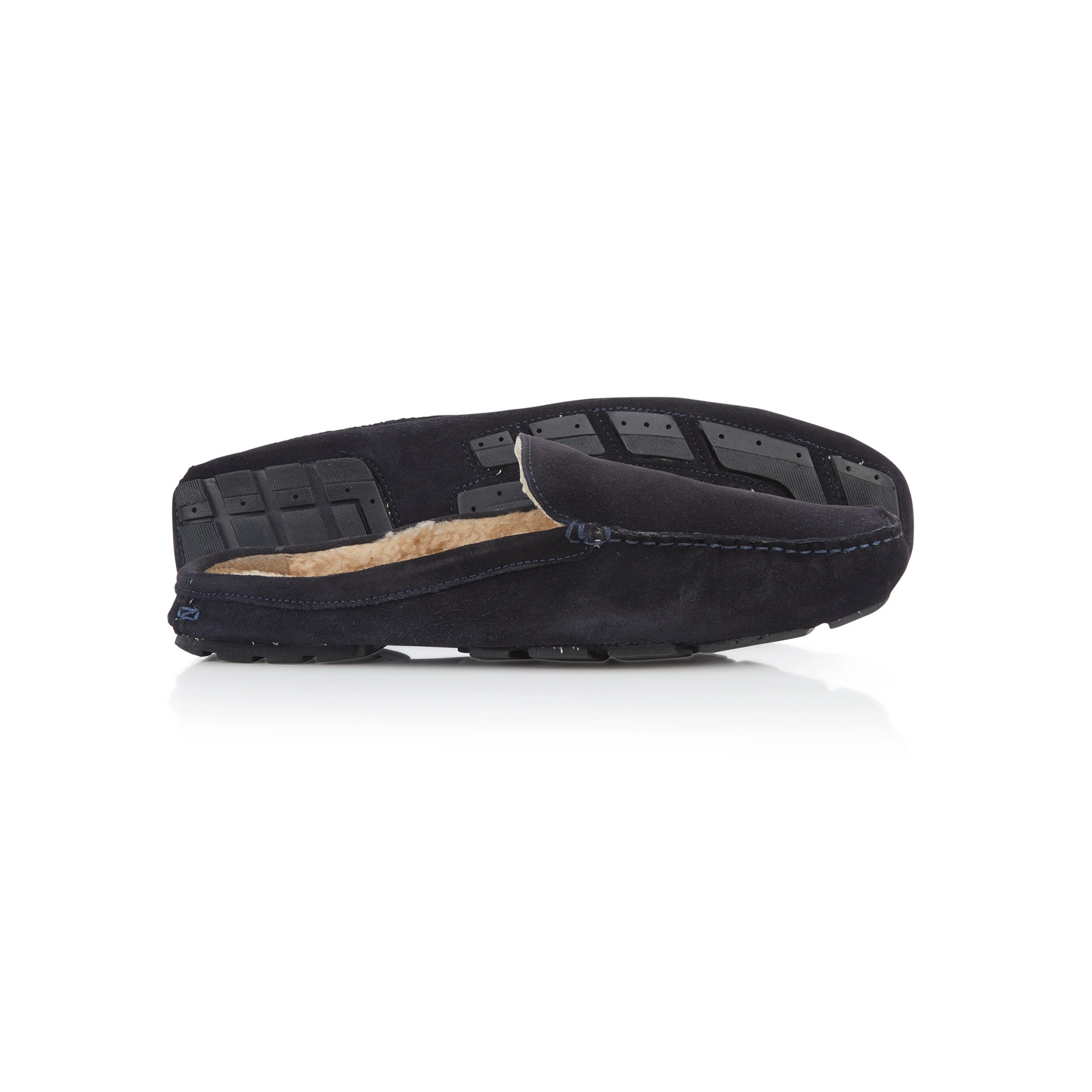 RUPERT Men's Suede Leather Fleece Loafer Slide Slippers - Navy