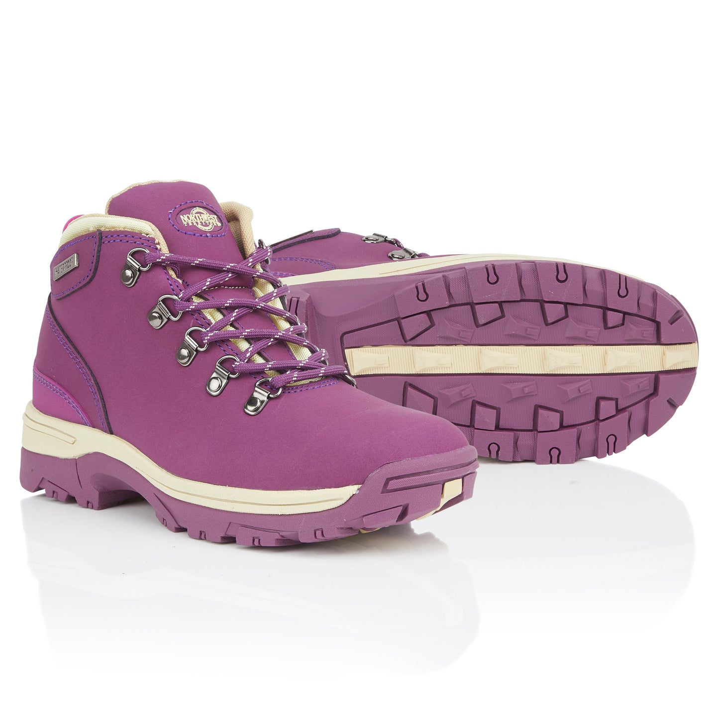 TREK Women's Leather Waterproof Walking Boots - Purple