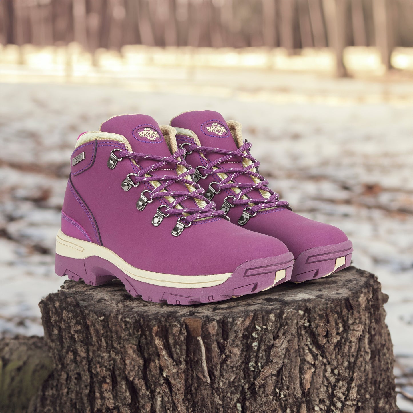 TREK Women's Leather Waterproof Walking Boots - Purple